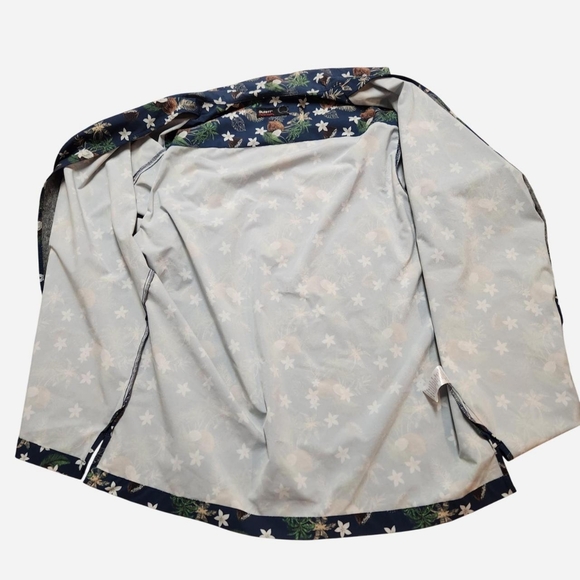 QUIETI‎ Hawaiian Button Shirt Large Coconut Palm Tree Vacation Resort Beach - Picture 6 of 11